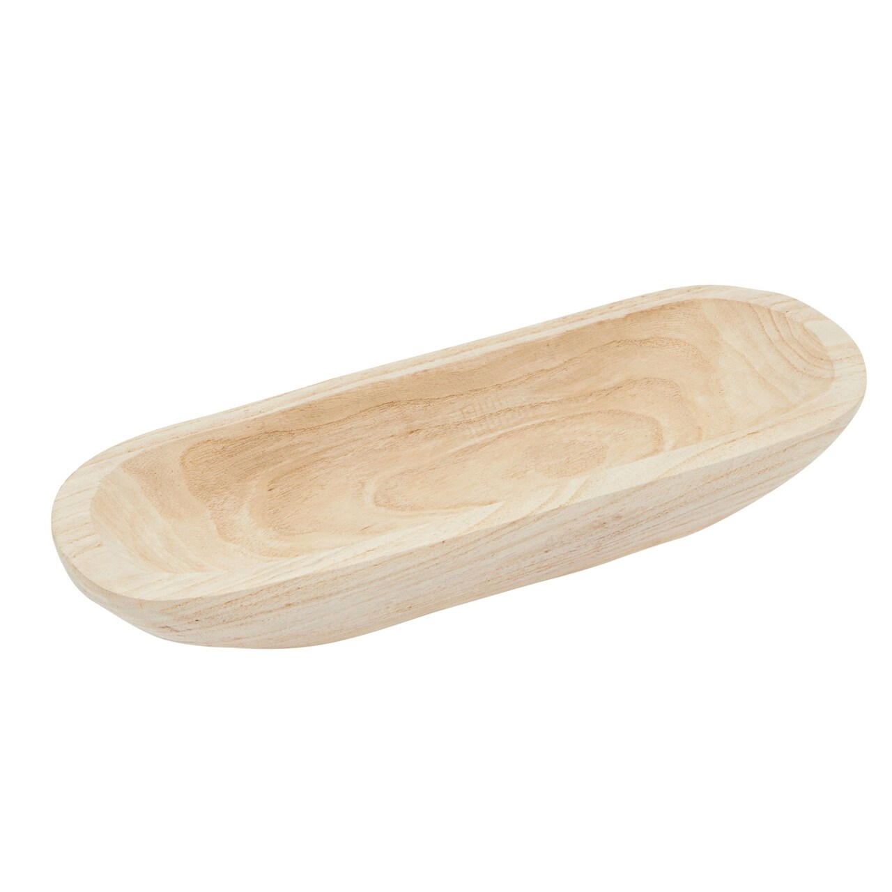Handmade Wooden Dough Bowls for Decor, Oval Paulownia Wood Centerpiece (17 x 6 x 3 In)